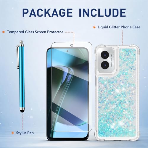 for Moto G Play 2024 Case with Screen Protector, Blue - color: Blue