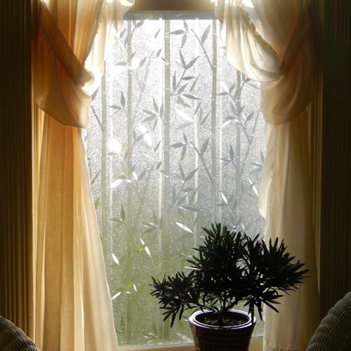 LEMON CLOUD Bamboo Frosted Glass Window Privacy Film, 45.2″ x 78.7″ - color: Bamboo Grove, size: 45.2" x 78.7"
