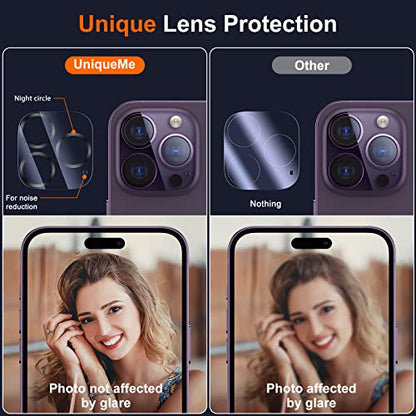 UniqueMe 3 Pack for iPhone 14 Pro Max/14 Pro Camera Lens Protector-Clear