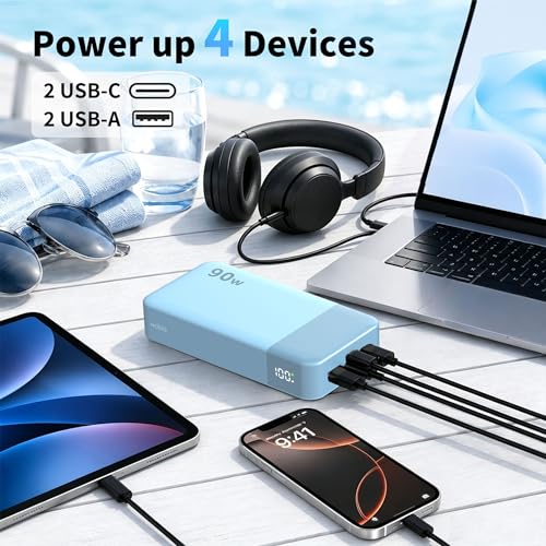 NOBIS 90W Portable Charger 20000mAh Laptop Power Bank Fast Charging - color: Blue