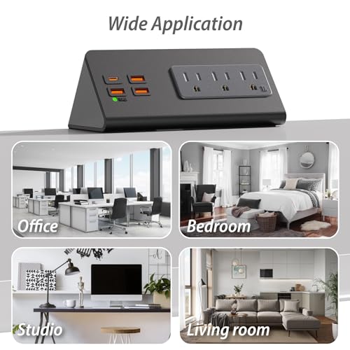 Upgraded,Desk Edge Clamp Mount Power Strips with USB Ports, PD20 W Fast Charging USB-C Port and 3 AC Outlets, Nightstand Charging Station,Office Tabletop Accessories,5.6 Ft Extension Cord (Pack of 2) - size: 2-Pack