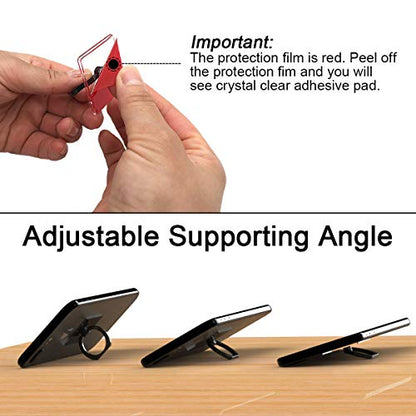 Transparent Phone Ring Holder Grip 360 Degree Free Rotation, Clear Cell Phone Finger Ring Kick-Stand for - for iPhone X 8 7 Plus 6S 6 5s 5 SE, Galaxy S9 S8 S7 S6 Edge, Note 8 5 4 2 (Black)