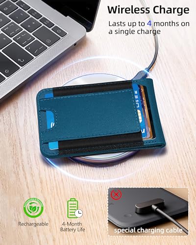 for Magsafe Wallet Works with Apple Find My, Leather Magnetic Phone Wallet - color: Midnight Blue