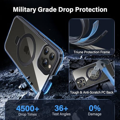 Magnetic Case for iPhone 12 Pro Max - [Built-in Invisible Stand] [Compatible with MagSafe] [Military Grade Drop Protection] Anti-Yellowing Hard Back Silicone Edge Cover, 6.7", Clear Black - color: Clear Black, size: iPhone 12 Pro Max 6.7''