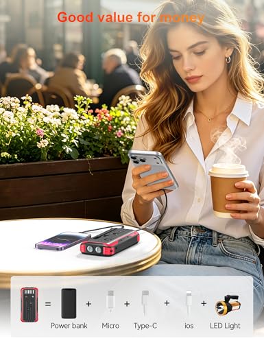 Solar Power Bank 40000mAh PD20W Fast Charging Portable Solar Charger - color: Red