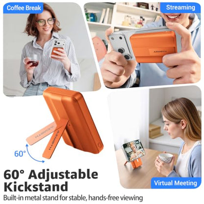 Azmuth for MagSafe Portable Charger, 10000mAh Magnetic Power Bank 20W PD - color: Orange