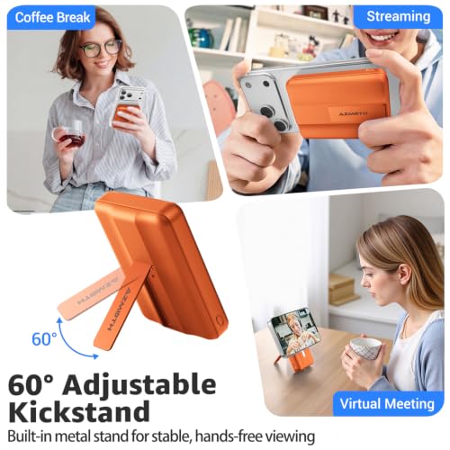 Azmuth for MagSafe Portable Charger, 10000mAh Magnetic Power Bank 20W PD - color: Orange