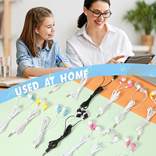 Xuhal 200 Pcs Wired Earbuds Classroom Bulk Earphone School, 5 Colors - color: 5 Colors