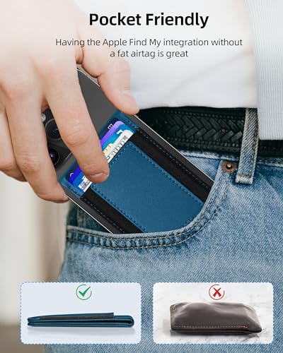 for Magsafe Wallet Works with Apple Find My, Leather Magnetic Phone Wallet - color: Midnight Blue