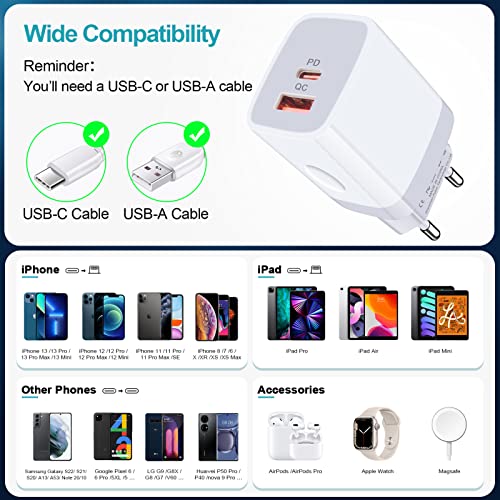 European Travel Plug Adapter, 2-Pack 2 Port International Plug Adapter Europe Travel Adapter USB C Wall Charger European for iPhone 17 16 15 14 13 12 11 Pro Max XR XS,iPad,Samsung Galaxy A17,Pixel 10 - color: Beige