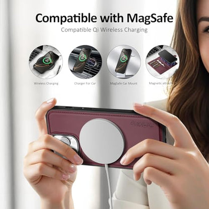 Shieldtop Compatible with MagSafe iPhone 13 Pro Max Wallet Case,Wine Red - color: Wine Red, size: iPhone 13 Pro Max - 6.7"