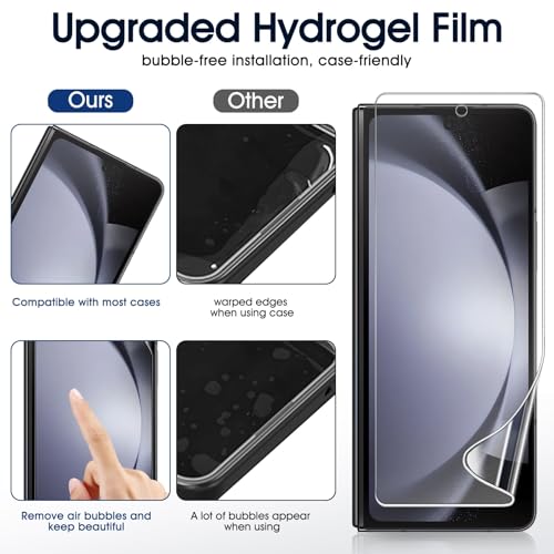 2 Sets Screen Protector for Samsung Galaxy Z Fold 5-7.6", Front/Back Full Coverage Soft Protective Film, Premium Folding,HD Clear Scratch Resistant - size: Samsung Galaxy Z Fold 5