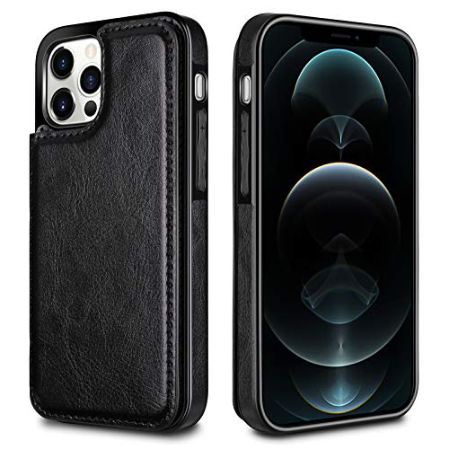 HianDier for iPhone 12 Pro Max Case Wallet with Card Holder Black | Wallet Case Compatible with iPhone 12 Pro MAX Slim Protective Flip Folio Soft PU Leather Magnetic Closure Cover, 5G 6.7-inch - color: Black