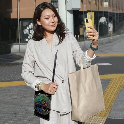 Small Crossbody Bags with Adjustable Shoulder Strap - color: Art Color Tree