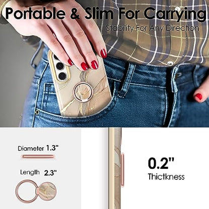 Phone Ring Grip Holder, 360° Rotation Cell Phone Grip Stand, Finger Ring Stand, Metal Finger Ring Grip Kickstand Compatible with iPhone 17 Pro Max 16 15 14 13 12 Magsafe Accessories, OffWhite - color: Elegant White