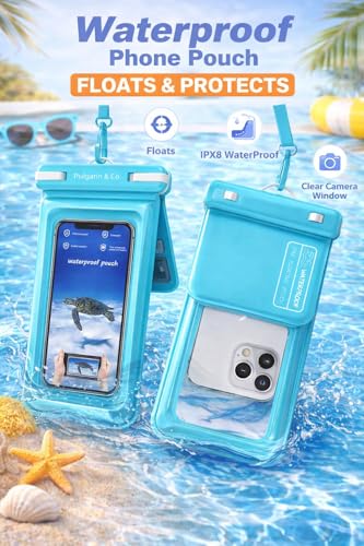 Pulgarin & Co Waterproof Phone Pouch (Blue, Floating Double Pocket Waterproof Pouch) - color: Blue