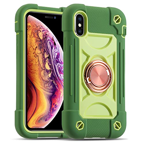 MARKILL Compatible with iPhone Xs Max Case 6.5 Inch with Ring Stand, Heavy-Duty Military Grade Shockproof Phone Cover with for iPhone Xs Max. Avocado - color: Avocado, size: iPhone XS Max 6.5"