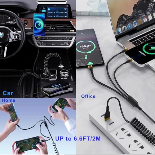 Multifunction USB Charging Cable Set,3 Pack 3 in 1 Nylon Braided Cord,Multiple Fast Charger Cords for Home,Office,Car