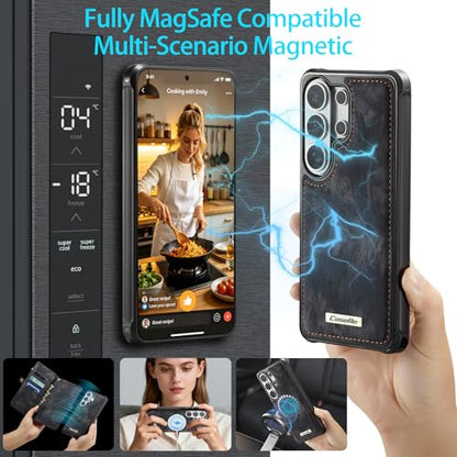 Compatible with Samsung Galaxy S26 Ultra Wallet Case with Magsafe with Zipper & Card Holder Strap Wristlet Detachable Magnetic Protective Back Case for Galaxy S26 Ultra 5G 6.9 Inch (Black) - color: (Detachable and Magsafe)-Black, size: S26 Ultra 6.9 Inch