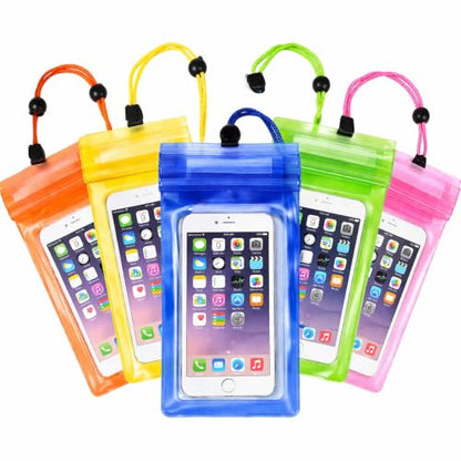 5 Pack 8.5" Multicolor Waterproof Phone Pouch, IP68 Universal Cell Phone Dry Bag Clear Case with Lanyard, Beach, Swimming, Cruise Ship Travel Essentials for iPhone 17 16 Pro Max,Samsung,and More
