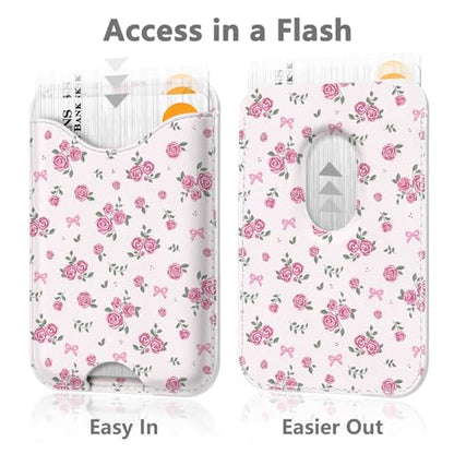 Purple Floral Magnetic Wallets Compatible with Magsafe Wallet for iPhone 17 16 15 14 13 12 Pro Max Plus Flowers Card Holder for Women Fit 3 Cards Lether Phone Magnet Mag Safe - color: Flowers (Purple)