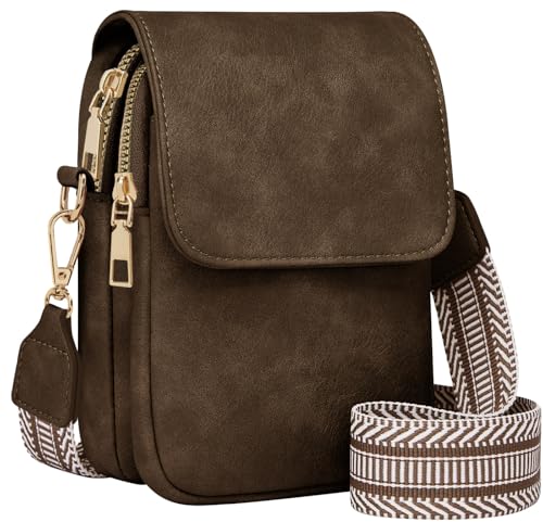 Fashion Small Crossbody Bags for Women Trendy Designer Cell Phone Purses | Adjustable Straps,with Card Holder,Detachable Wristlet Strap,small Cross Body Bag for Woman,Mini Bags,Travel Purse,Work,Gym - color: Coffee