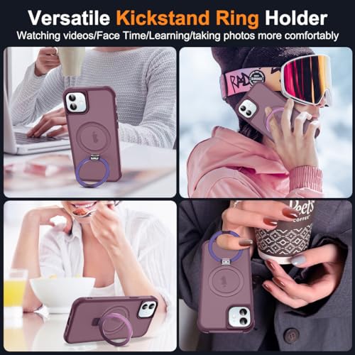 SKYLMW Compatible with iPhone 11 Case with Stand,Wine Red | iPhone 11 Phone Case 6.1",Magnetic Ring Stand,Compatible with MagSafe,Military-Grade Protection,Great Grip Feeling - color: Wine Red, size: Iphone 11