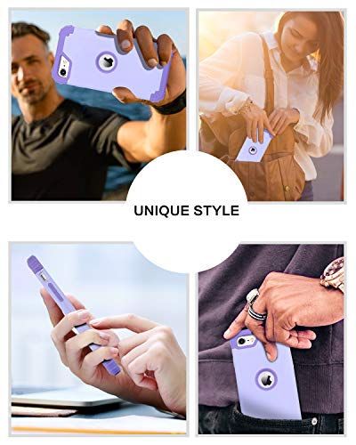 BENTOBEN for iPhone SE 2022 Case and iPhone SE 2020 Case, Heavy Duty 3 in 1 Full Body Rugged Shockproof Hybrid Hard PC Soft Rubber Case for iPhone SE 3rd/2nd Gen, Light Purple/Lavender - color: A Light Purple/Lavender