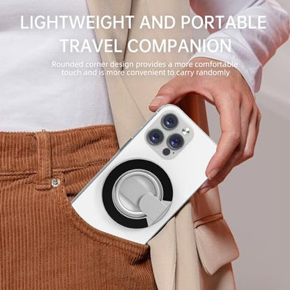 RESPECTED BRO Magnetic-Phone-Ring-Holder with Dual Rings, Compatible with iPhone 17/16/15/14/13/12, Multifunctional Stand for Desk,Office,Gym,Kitchen & All Metal Surfaces, Finger Loop Grip (Silver) - color: Silver