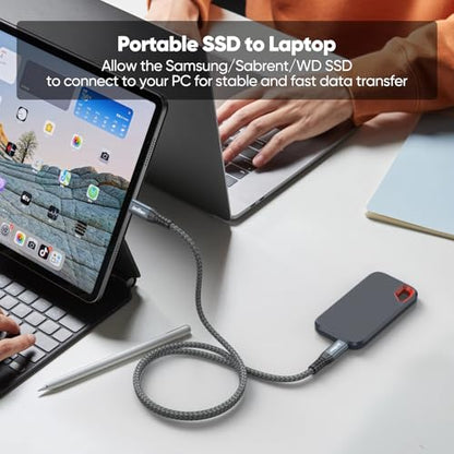 10ft USB C Data Cable with USB 3.2 Gen 2 20Gbps High Speed Transfer - size: 10 Feet