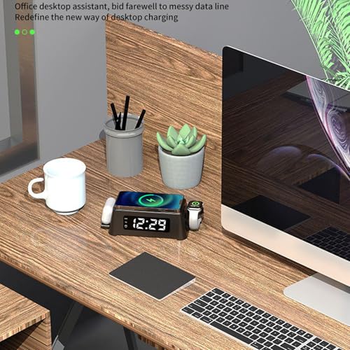 Wireless Charger Headphone Watch Alarm ClockEfficient 6in1 Charging Station for PhoneIdeal for Home Office Use and TravelABS Material