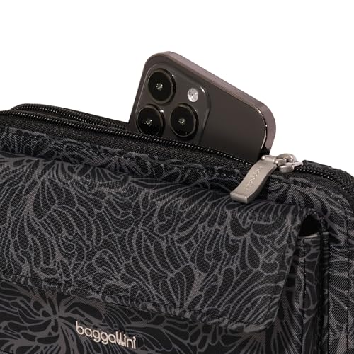 Baggallini Rfid Phone Wallet Crossbody - color: Midnight Blossom