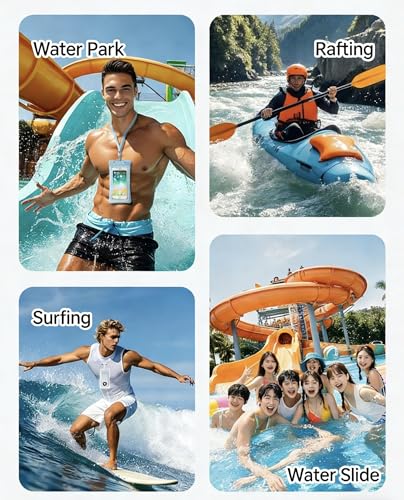 Waterproof Phone Pouch with Airbag Floating Design, IPX8 Universal Dry Bag for Smartphones Up to 6.9 Inches, Blue, Touch Screen Compatible