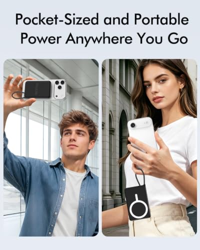 for Magsafe Power Bank 5000mAh, Slim Magnetic Portable Charger - color: Black