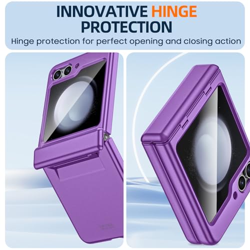 GooseBox for Samsung Galaxy Z Flip 5 Case with Screen Protection, Flip z 5 Slim HD Clearly Protective Case with Hinge Protection & Full Body Rugged Cover Ultra Thin Case for Galaxy Flip 5 (Purple) - color: Flip5-Purple