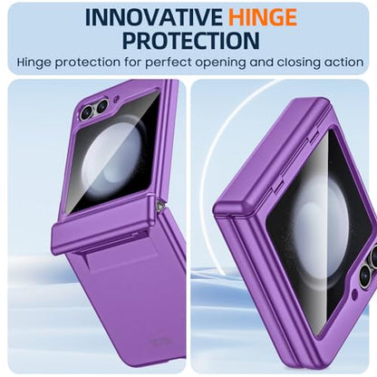 GooseBox for Samsung Galaxy Z Flip 5 Case with Screen Protection, Flip z 5 Slim HD Clearly Protective Case with Hinge Protection & Full Body Rugged Cover Ultra Thin Case for Galaxy Flip 5 (Purple) - color: Flip5-Purple