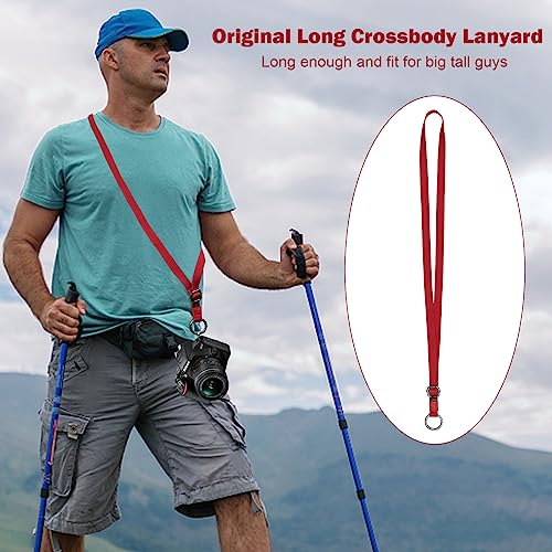 Dual-use Adjustable Lanyard End-to-end Connection Lanyard Anti-lost Neck Strap Holder for Keys Wallet Camera - color: Red Lanyard, size: Long Crossbody Lanyard - Cotton
