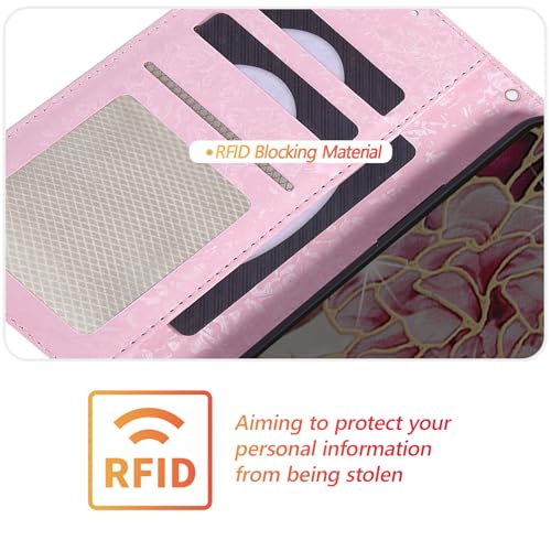 UEEBAI Wallet Case for Samsung Galaxy A17 5G, PU Leather Phone Cover Kickstand RFID Blocking Flip Case Card Slots Wrist Strap Relief Engraved Pattern Magnetic Closure Folio Cover - White Flower - color: White Flower, size: Samsung Galaxy A17 5G