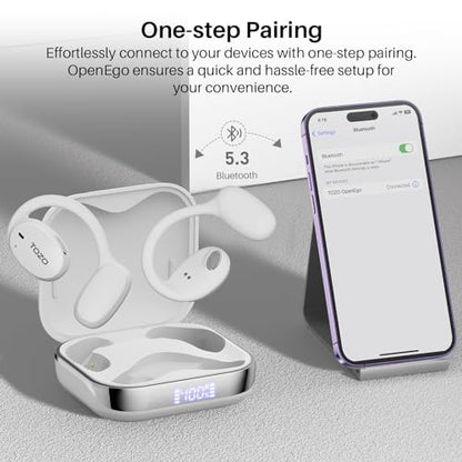 TOZO OpenEgo Open Ear Earbuds 80H Bluetooth 5.3 Headphones Sport Earbuds - color: Snow White