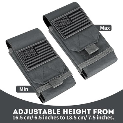 Dual Tactical Phone Pouch Molle Phone Holster Double Capacity Holder Universal Utility EDC Pouch for iPhone 17 Pro Max/17 Pro/16 Pro Max/16 Pro/15 Pro Max/15 - color: Gray-blue