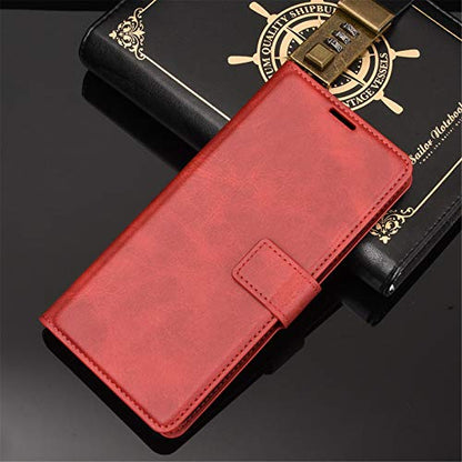 Flip Case for Samsung A03S Wallet PU Leather Magnetic Protective Cellphone Case for Samsung Galaxy A02S A025M A03S A037M Folio Book Cover with Stand (Red) - color: Red