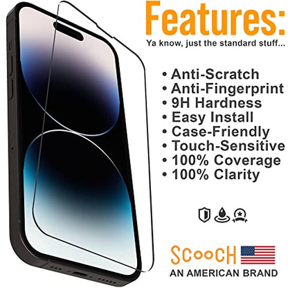 Scooch® Tempered Glass Multipack for iPhone 15, 3 Screen Protectors and 2 Camera Lens Protectors, Premium 9H Tempered Glass, Anti-Scratch, Anti-Fingerprint, Impact Resistant - size: iPhone 15
