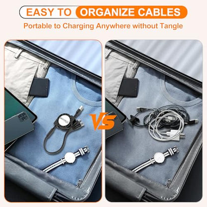 Retractable 3 in 1 Charging Cable,Multi USB Fast Charging Cord 3Pack 3.3ft