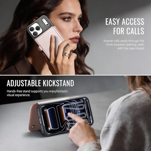 for iPhone 17 Pro Max Slim Case Wallet Wireless Charging, DeepBlue - color: Rose Gold, size: iPhone 17 Pro Max - 6.9"