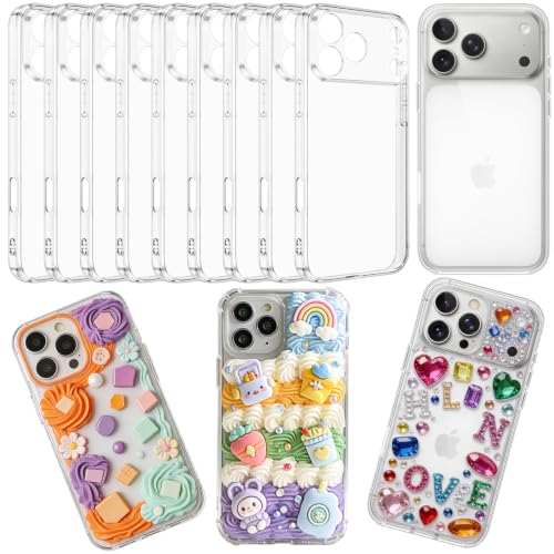 stino DIY Phone Junk Case for iPhone, 10 Pack Clear Cases, Crystal Transparent Junk Case Supplies (for iPhone 17 Pro Max) - size: for Iphone 17 Pro Max