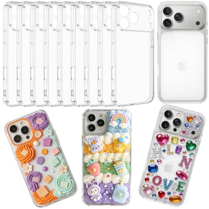 stino DIY Phone Junk Case for iPhone, 10 Pack Clear Cases, Crystal Transparent Junk Case Supplies (for iPhone 17 Pro Max) - size: for Iphone 17 Pro Max