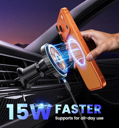 Magnetic Car Charger Mount 15W for iPhone 18-12 Pro Max - color: CFBlack