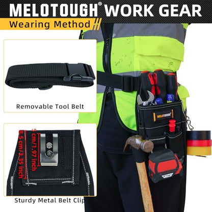 MELOTOUGH Pocket Tool Pouch Tool Belt Pouches with Belt Clip Utility Mini Tool Organizer Pouch for Electrician,Carpenter,Construction,Technician - color: Grey/Black