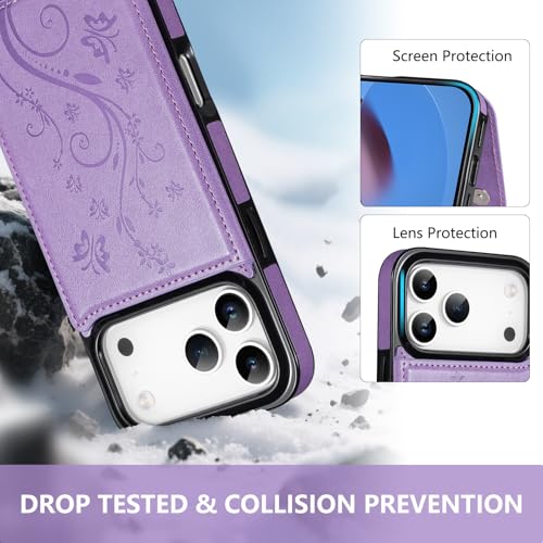 Korecase Compatible with iPhone 17 Pro Max Wallet Case Premium Embossed Butterfly Flower Credit Card Slots Double Magnetic Buttons Flip Shockproof Protective Cover Case - Mint Green - color: Mint Green, size: iPhone 17 Pro Max 6.9"