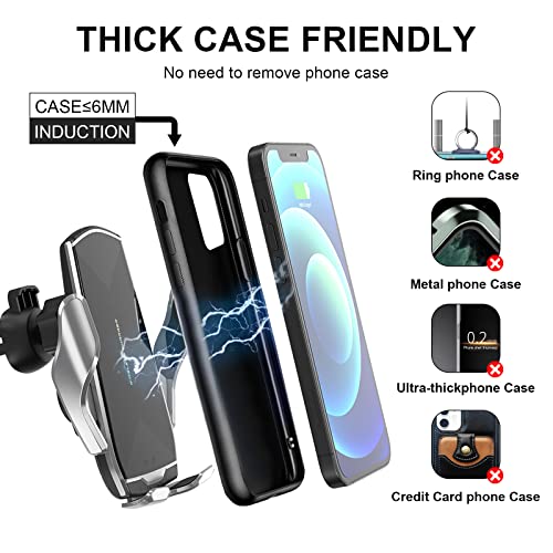 Car Phone Mount,Auto-Clamping Smart Sensor 10W Qi Fast Charging Car Front Windshield Dashboard Air Vent Phone Holder Compatible with iPhone12/12 pro max/Samsung S20/note 20 All 4.7-6.7 Inch Smartphone